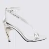Alexander Mcqueen Silver-tone Leather Twisted Armadillo Sandals