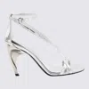 Alexander Mcqueen Silver-tone Leather Twisted Armadillo Sandals
