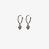 ALEXANDER MCQUEEN SILVER TONE MINI CRYSTAL SKULL HOOP EARRINGS,550503J160Y13485978