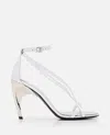 Alexander Mcqueen Twisted Armadillo 95mm Patent Sandals In Silver
