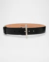 Alexander Mcqueen Silvertone Cross-bar Leather Wide Sling Belt In Black