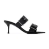 Alexander Mcqueen 75 Leather Buckle Sandals In Black