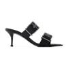 Alexander Mcqueen 75 Leather Buckle Sandals In Black