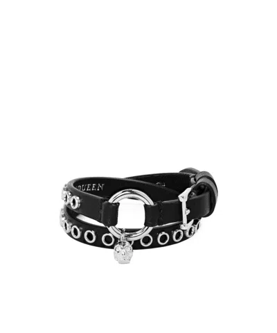 Alexander Mcqueen Skull Ring Double Wrap Eyelet Detailed Bracelet In Multi