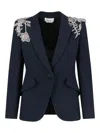 Alexander Mcqueen Single -breasted Blazer With Decorations In Gray