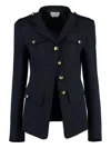 Alexander Mcqueen Alexander Mc Queen Single Breasted Navy Wool Jacket In Blue