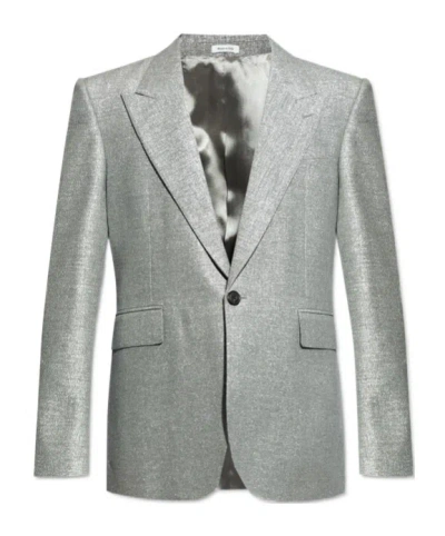 ALEXANDER MCQUEEN ALEXANDER MCQUEEN SINGLE BREASTED METALLIC-FINISH BLAZER