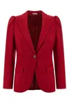 Alexander Mcqueen Puff-sleeve Single-breasted Blazer In Red