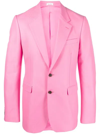 Alexander Mcqueen Single-breasted Button Blazer In Pink