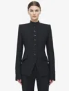 Alexander Mcqueen Mandarin-collar Button-front Fitted Jacket In Black