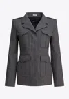 Alexander Mcqueen Fitted Silhouette With Epaulettes And Flap Pockets In Gray
