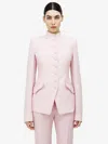 Alexander Mcqueen Single-breasted Buttoned Jacket In Pink