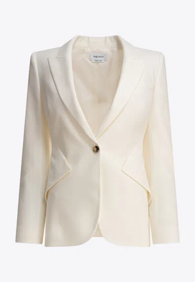Alexander Mcqueen Single-breasted Buttoned Jacket In Neutral