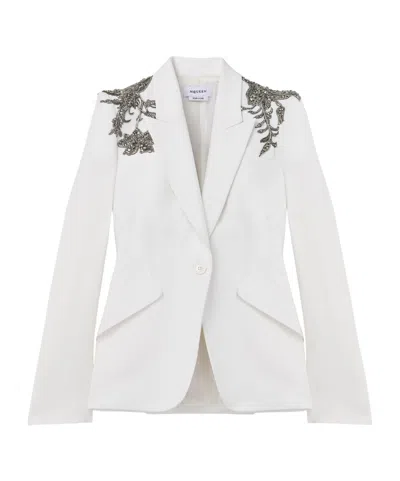 ALEXANDER MCQUEEN ALEXANDER MCQUEEN SINGLE BREASTED EMBELLISHED SHOULDER BLAZER