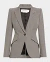 Alexander Mcqueen Prince Of Wales Peak Shoulder Jacket In Lead Ivory