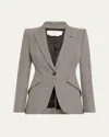 Alexander Mcqueen Single-breasted Houndstooth Blazer In Lead Ivory