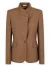 Alexander Mcqueen Tailored Wool Jacket With Structured Silhouette In Brown
