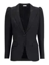 Alexander Mcqueen Tailored Jacket With Notched Lapels And Padded Shoulders In Black