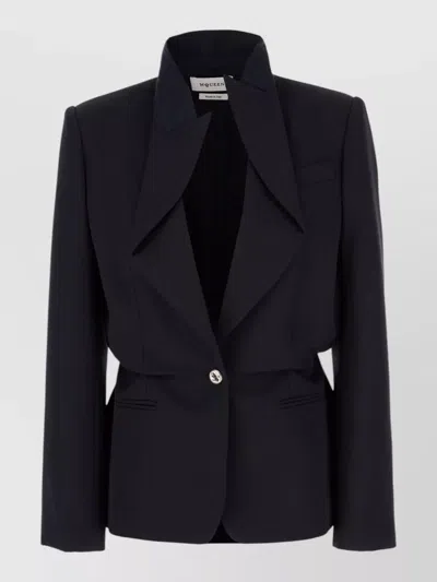 Alexander Mcqueen Single Breasted Jacket Long Sleeves Lapel In Black