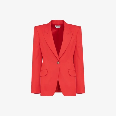 Alexander Mcqueen Single-breasted Jacket In Lust Red
