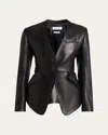 Alexander Mcqueen Single-breasted Calfskin Leather Jacket