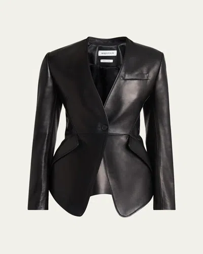 ALEXANDER MCQUEEN SINGLE-BREASTED LEATHER BLAZER JACKET
