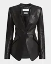 Alexander Mcqueen Mcqueen Tailored Peplum Leather Jacket In Black