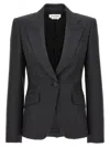 Alexander Mcqueen Mcqueen Women Single-breasted Pinstripe Blazer In Gray