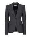 Alexander Mcqueen Alexander Mc Queen Pinstriped Single Breasted Blazer In Black