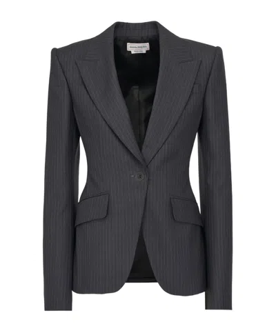 ALEXANDER MCQUEEN ALEXANDER MCQUEEN PINSTRIPED SINGLE BREASTED BLAZER
