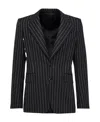 Alexander Mcqueen Tailored Jacket With Pinstripes And Structured Shoulders In Black