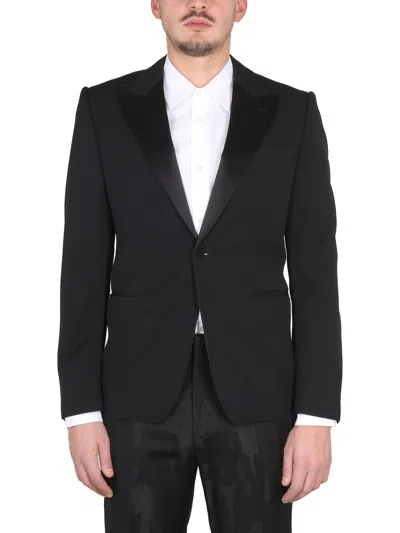 Alexander Mcqueen Single-breasted Wool Grain-de-poudre Suit Jacket In Black