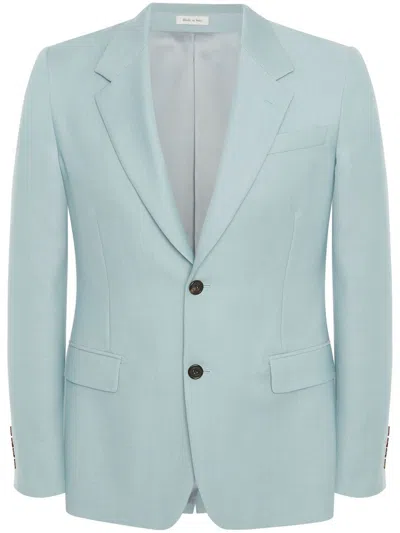 Alexander Mcqueen Single-breasted Suit Jacket In Blue