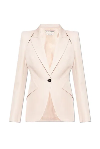 Alexander Mcqueen Single Breasted Tailored Blazer In Pink