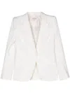 Alexander Mcqueen Single-breasted White Silk-blend Blazer In White