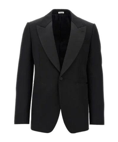 Alexander Mcqueen Single-breasted Wool Blazer In Black