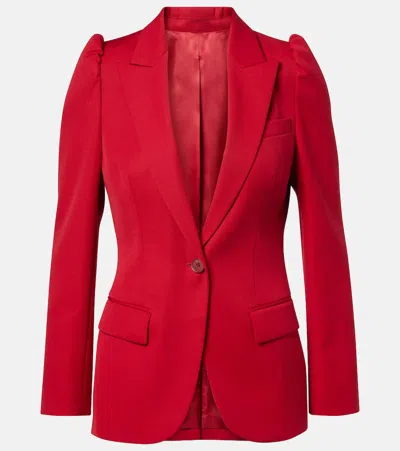 Alexander Mcqueen Single-breasted Wool Blazer In Red