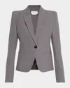 Alexander Mcqueen Single-breasted Wool-mohair Blazer Jacket In Grey Melange
