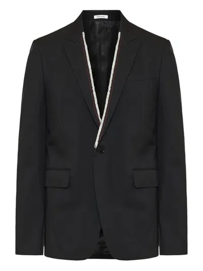 Alexander Mcqueen Single-button Frayed-detail Jacket In Black