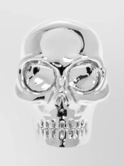Alexander Mcqueen Single Skull Stud Earring In White