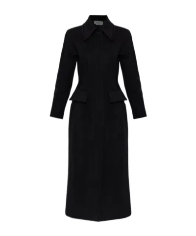 Alexander Mcqueen Single Vent Long Coat In Black
