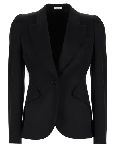 Alexander Mcqueen Single-breasted Jacket In Black