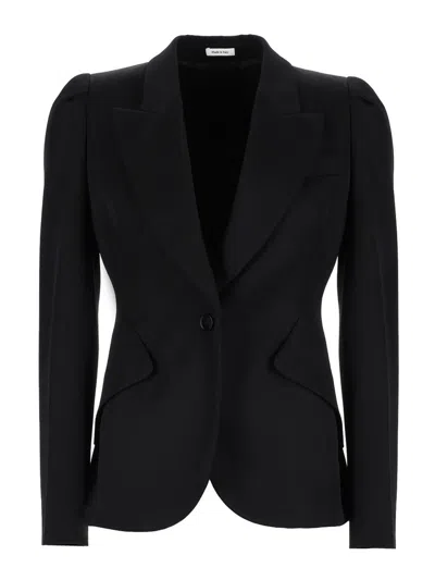 Alexander Mcqueen Single-breasted Jacket In Black