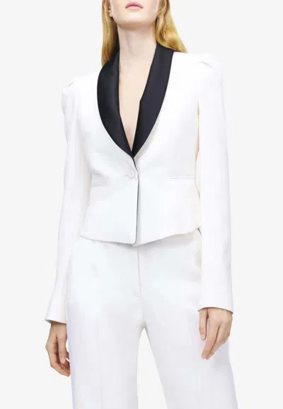 Alexander Mcqueen Single-breasted Tuxedo Jacket In White