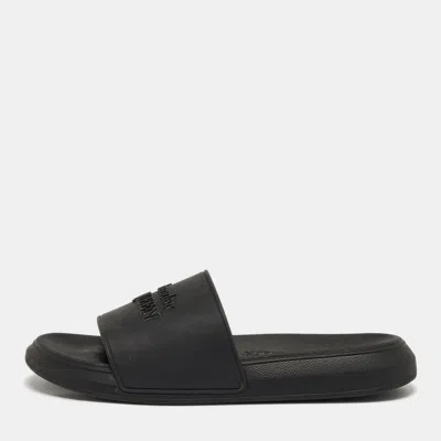 Pre-owned Alexander Mcqueen Size 37 Black Rubber Pool Slides