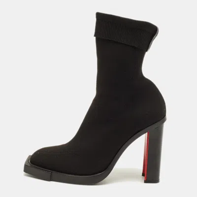 Pre-owned Alexander Mcqueen Size 38.5 Black Stretch Fabric Ankle Length Boots