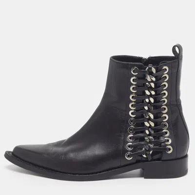 Pre-owned Alexander Mcqueen Size 39 Black Leather Ankle Length Boots