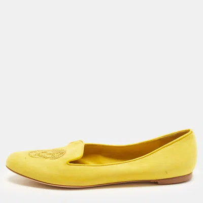 Pre-owned Alexander Mcqueen Size 40 Yellow Suede Smoking Slippers