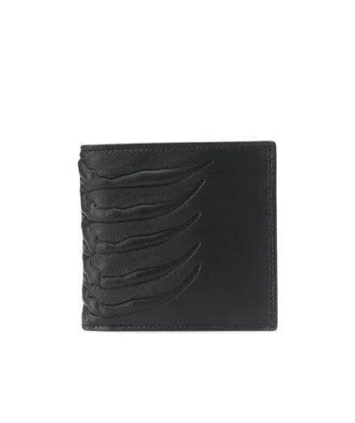 Alexander Mcqueen Skeleton Embossed Bifold Wallet In Black