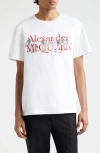 Alexander Mcqueen Mcqueen Skeleton Graphic T-shirt In White / Red